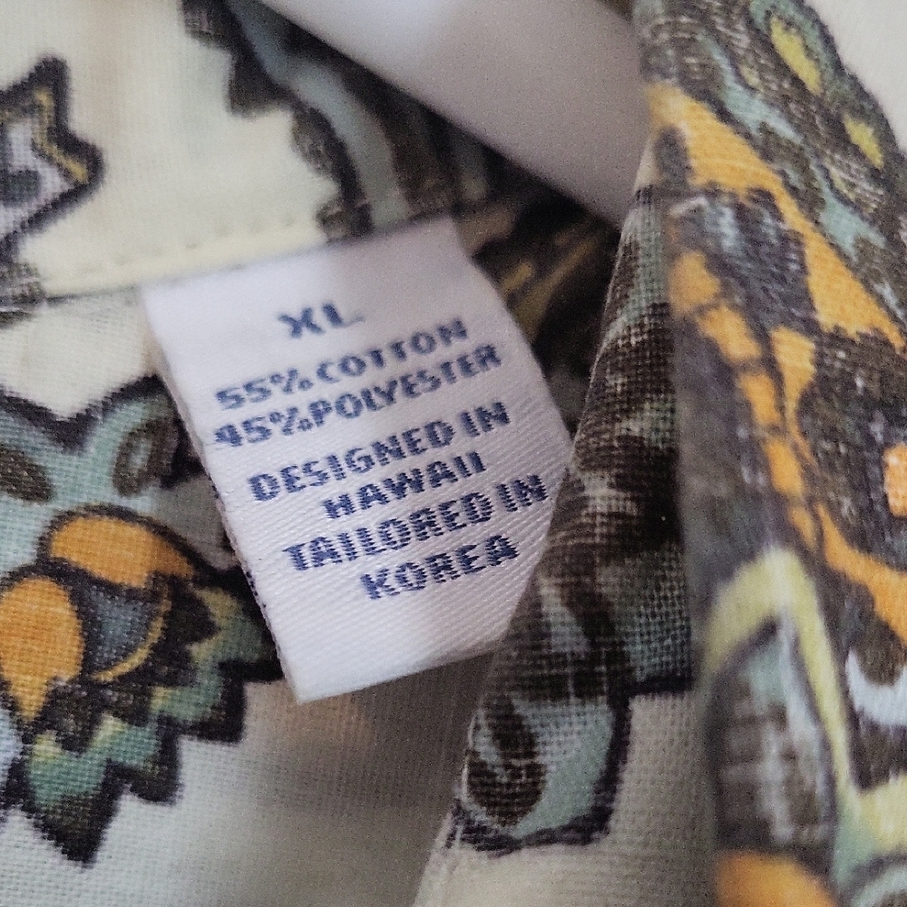Reyn Spooner Cream and Brown Casual Button Down Shirt - Picture 3 of 5